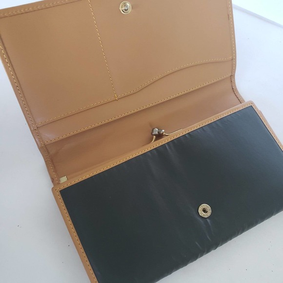 Hunting World Vintage Designer Tan Green Wallet Credit Card ID Holder Case Small - Picture 3 of 12